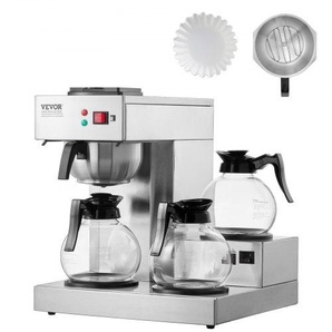 12 Tassen gewerbliche Filterkaffeemaschine, Kaffeemaschine mit 3 Glaskaraffen & 3 Warmhalteplatten, Kaffeemaschine aus Edelstahl mit automatischer Wasserzufuhr, für Restaurants, Büros, Cafés BLHSYMSKFJ3GTVTPSV2