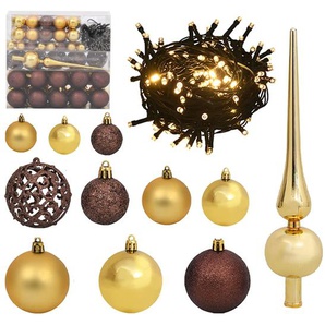 120-tlg. Weihnachtskugel-Set mit Spitze & 300 LED Golden Bronze