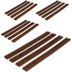 16x Vogelabwehr, je 49 cm, mit Spikes, Gesamtlänge 8m, witterungsresistent, Tierabwehr für Zäune und Mauern, dunkelbraun