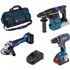 Bosch - Profi Set 18V: gsr 18V-28, gws 18V-10, gbh 18V-26, 2x Akku, Ladegerät, Tasche
