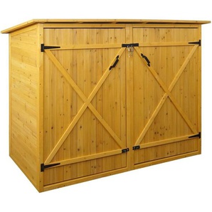 1er-Fahrradgarage HHG 670, Fahrradbox Geräteschuppen Gerätehaus, mvg abschließbar 152x184x98cm braun