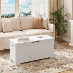 1x Sitzbank sitzhocker Holz Sitztruhe mit Stauraum Sitzfläche Truhenbank für Flur Schlafzimmer Wohnzimmer bis 150 kg belastbar Weiß - Weiß - Woltu