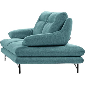 2,5-Sitzer CALIA ITALIA Cezanne Sofas Gr. B/H/T: 195 cm x 90 cm x 96 cm, Struktur (100% Polyester), ohne Sitztiefenverstellung, blau (27 azzurro) 2-Sitzer Sofas im Strukturbezug, wahlweise mit Sitztiefenverstellung