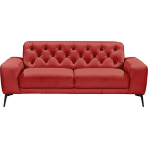 2,5-Sitzer DELA DESIGN Alan Sofas Gr. B/H/T: 196 cm x 77 cm x 95 cm, Leder, gleichschenklig, rot (kaminrot) 2-Sitzer Sofas mit Knopfheftung