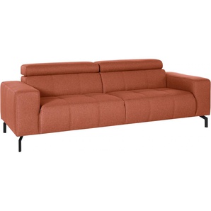 2,5-Sitzer DOMO COLLECTION Cunelli Sofas Gr. B/H/T: 238 cm x 79 cm x 104 cm, Struktur fein, Mit Kopfteilverstellung, orange 2-Sitzer Sofas