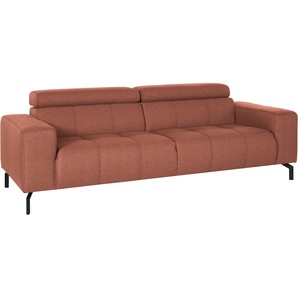 2,5-Sitzer DOMO COLLECTION Cunelli Sofas Gr. B/H/T: 238 cm x 79 cm x 104 cm, Struktur grob, Mit Kopfteilverstellung, rot (lachs) 2-Sitzer Sofas