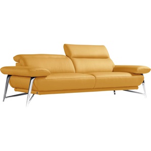 2,5-Sitzer EGOITALIANO Anais Sofas Gr. B/H/T: 232 cm x 74 cm x 106 cm, Leder BULL, gelb 2-Sitzer Sofas inkl. verstellbarer Kopfteile