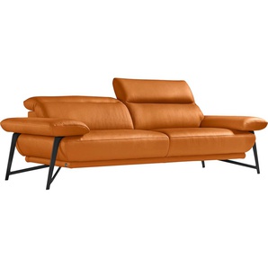 2,5-Sitzer EGOITALIANO Anais Sofas Gr. B/H/T: 232 cm x 74 cm x 106 cm, Leder BULL, orange 2-Sitzer Sofas