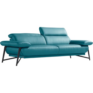 2,5-Sitzer EGOITALIANO Anais Sofas Gr. B/H/T: 232 cm x 74 cm x 106 cm, Leder CAREZZA, blau (türkis) 2-Sitzer Sofas inkl. verstellbarer Kopfteile