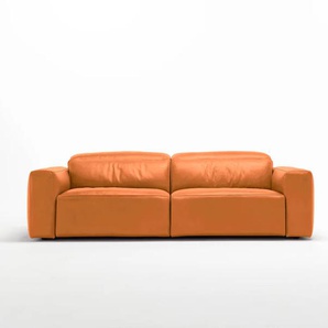 2,5-Sitzer EGOITALIANO Beverly Sofas Gr. B/H/T: 242 cm x 95 cm x 109 cm, Leder BULL, orange 2-Sitzer Sofas Breite 242 cm, verstellbare Kopfteile