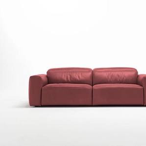 2,5-Sitzer EGOITALIANO Beverly Sofas Gr. B/H/T: 242 cm x 95 cm x 109 cm, Leder BULL, rot (kirschrot) 2-Sitzer Sofas Breite 242 cm, verstellbare Kopfteile