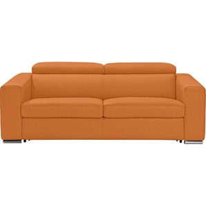 2,5-Sitzer EGOITALIANO Cabiria Sofas Gr. B/H/T: 226 cm x 97 cm x 103 cm, Leder BULL, orange 2-Sitzer Sofas inkl. manuell verstellbarer Kopfstützen, mit Metallfüßen