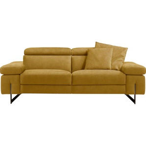 2,5-Sitzer EGOITALIANO Candice Sofas Gr. B/H/T: 222 cm x 100 cm x 108 cm, Lu x us-Microfaser Lederoptik, gelb 2-Sitzer Sofas