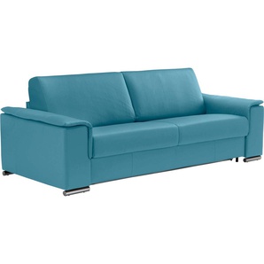2,5-Sitzer EGOITALIANO Cecilia Sofas Gr. B/H/T: 234 cm x 85 cm x 102 cm, Leder BULL, blau (türkis) 2-Sitzer Sofas mit verchromten Metallfüßen