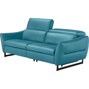 2,5-Sitzer EGOITALIANO Dafne Sofas Gr. B/H/T: 208 cm x 97 cm x 108 cm, Leder BULL, ohne elektrische Relaxfunktion, blau (türkis) 2-Sitzer Sofas mit und ohne elektrischer Relaxfunktion, Kopfteile manuell verstellbar