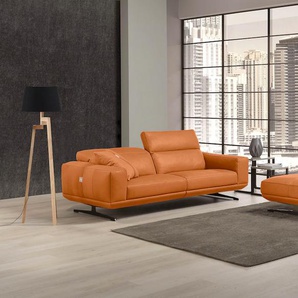2,5-Sitzer EGOITALIANO Gloria Sofas Gr. B/H/T: 236 cm x 96 cm x 109 cm, Leder BULL, orange 2-Sitzer Sofas Beidseitig verstellbare Rückenelemente, mit Metallfüßen