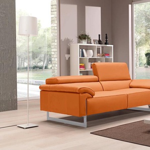 2,5-Sitzer EGOITALIANO Malika Sofas Gr. B/H/T: 216 cm x 94 cm x 107 cm, Leder BULL, mit Kopfteilverstellung, orange 2-Sitzer Sofas