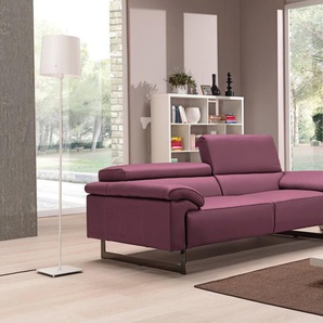 2,5-Sitzer EGOITALIANO Malika Sofas Gr. B/H/T: 216 cm x 94 cm x 107 cm, Leder NUVOLE, mit Kopfteilverstellung, lila (violett) 2-Sitzer Sofas inkl. Kopfteilverstellung und chromfarbenen Metallfüßen