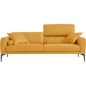 2,5-Sitzer EGOITALIANO Masu Sofas Gr. B/H/T: 218 cm x 95 cm x 97 cm, Leder BULL, mit Rückenfunktion, gelb 2-Sitzer Sofas