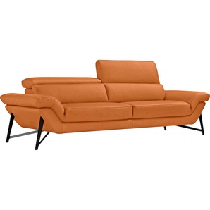 2,5-Sitzer EGOITALIANO Narcisa Sofas Gr. B/H/T: 226 cm x 96 cm x 110 cm, Leder BULL, mit verstellbaren Kopfstützen, orange 2-Sitzer Sofas