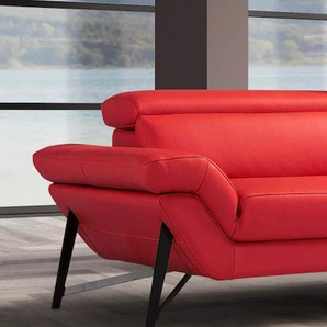 2,5-Sitzer EGOITALIANO Narcisa Sofas Gr. B/H/T: 226 cm x 96 cm x 110 cm, Leder BULL, mit verstellbaren Kopfstützen, rot (kirschrot) 2-Sitzer Sofas mit verstellbaren Kopfstützen