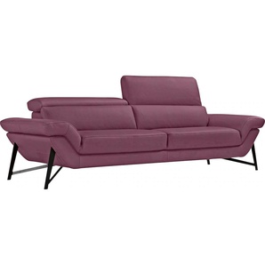 2,5-Sitzer EGOITALIANO Narcisa Sofas Gr. B/H/T: 226 cm x 96 cm x 110 cm, Leder NUVOLE, mit verstellbaren Kopfstützen, lila (violett) 2-Sitzer Sofas mit verstellbaren Kopfstützen