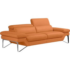 2,5-Sitzer EGOITALIANO Princess Sofas Gr. B/H/T: 236 cm x 95 cm x 108 cm, Leder BULL, inkl. verstellbarer Kopfteile, orange 2-Sitzer Sofas