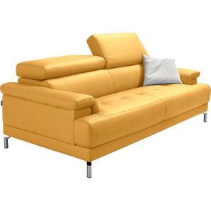 2,5-Sitzer EGOITALIANO Soul Sofas Gr. B/H/T: 200 cm x 76 cm x 106 cm, Leder BULL, mit Kopfteilverstellung, gelb 2-Sitzer Sofas
