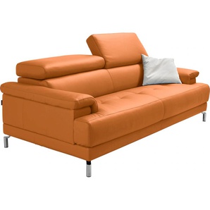 2,5-Sitzer EGOITALIANO Soul Sofas Gr. B/H/T: 200 cm x 76 cm x 106 cm, Leder BULL, mit Kopfteilverstellung, orange 2-Sitzer Sofas inkl. Kopfteilverstellung