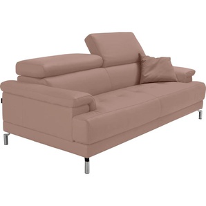 2,5-Sitzer EGOITALIANO Soul Sofas Gr. B/H/T: 200 cm x 76 cm x 106 cm, Leder BULL, mit Kopfteilverstellung, rosa (millenium rose) 2-Sitzer Sofas