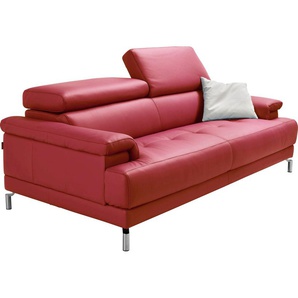 2,5-Sitzer EGOITALIANO Soul Sofas Gr. B/H/T: 200 cm x 76 cm x 106 cm, Leder BULL, mit Kopfteilverstellung, rot (kirschrot) 2-Sitzer Sofas inkl. Kopfteilverstellung