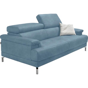 2,5-Sitzer EGOITALIANO Soul Sofas Gr. B/H/T: 200 cm x 76 cm x 106 cm, Lu x us-Microfaser Lederoptik, mit Kopfteilverstellung, blau (hellblau) 2-Sitzer Sofas inkl. Kopfteilverstellung