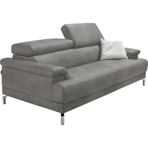 2,5-Sitzer EGOITALIANO Soul Sofas Gr. B/H/T: 200 cm x 76 cm x 106 cm, Lu x us-Microfaser Lederoptik, mit Kopfteilverstellung, grau (steingrau) 2-Sitzer Sofas