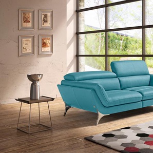 2,5-Sitzer EGOITALIANO Sueli Sofas Gr. B/H/T: 218 cm x 100 cm x 110 cm, Leder BULL, blau (türkis) 2-Sitzer Sofas