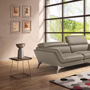 2,5-Sitzer EGOITALIANO Sueli Sofas Gr. B/H/T: 218 cm x 100 cm x 110 cm, Leder BULL, grau (taupe) 2-Sitzer Sofas Bezug Leder, inklusive Kopfteilverstellung