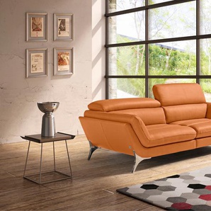 2,5-Sitzer EGOITALIANO Sueli Sofas Gr. B/H/T: 218 cm x 100 cm x 110 cm, Leder BULL, orange 2-Sitzer Sofas