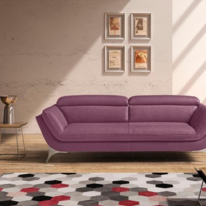 2,5-Sitzer EGOITALIANO Sueli Sofas Gr. B/H/T: 218 cm x 100 cm x 110 cm, Leder NUVOLE, rot (cherry) 2-Sitzer Sofas Bezug Leder, inklusive Kopfteilverstellung