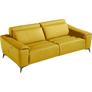 2,5-Sitzer EGOITALIANO Suzette Sofas Gr. B/H/T: 218 cm x 95 cm x 100 cm, Leder BULL, mit Rela x funktion, gelb 2-Sitzer Sofas