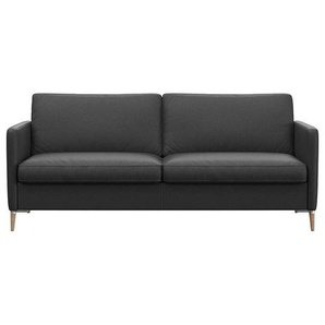 2,5-Sitzer FLEXLUX Fiore Sofas Gr. B/H/T: 181 cm x 85 cm x 92 cm, Echtleder, schwarz (deep black) 2-Sitzer Sofas schmale Armlehnen, Kaltschaum, Füße Alu+ Eiche