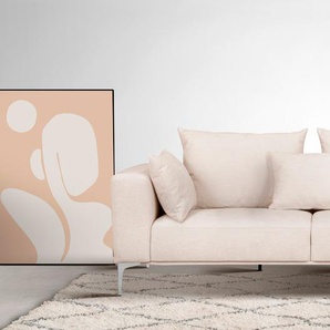 2,5-Sitzer GUIDO MARIA KRETSCHMER HOME&LIVING JANTE Sofas Gr. B/H/T: 212 cm x 85 cm x 105 cm, Velours, beige (creme) 2-Sitzer Sofas mit chromfarbenen Füßen