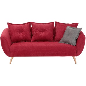 2,5-Sitzer HOME AFFAIRE Baggio Sofas Gr. B/H/T: 196 cm x 80 cm x 103 cm, Struktur, Farbe Zierkissen: dunkelgrau, rot 2-Sitzer Sofas