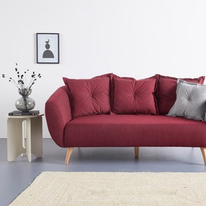 2,5-Sitzer HOME AFFAIRE Baggio Sofas Gr. B/H/T: 196 cm x 80 cm x 103 cm, Struktur fein, Farbe Zierkissen: grau, rot 2-Sitzer Sofas Zierkissen inklusive