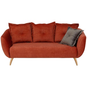 2,5-Sitzer HOME AFFAIRE Baggio Sofas Gr. B/H/T: 196 cm x 80 cm x 103 cm, Veloursstoff, Farbe Zierkissen: asche, orange (koralle) 2-Sitzer Sofas Zierkissen inklusive