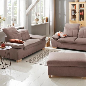 2,5-Sitzer HOME AFFAIRE Bergamo Sofas Gr. B/H/T: 215 cm x 77 cm x 90 cm, Struktur fein, ohne Funktion, grau (taupe) 2-Sitzer Sofas