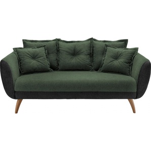 2,5-Sitzer INOSIGN Aurora Sofas Gr. B/H/T: 196 cm x 94 cm x 103 cm, Microfaser, Fußfarbe naturfarben, grün (schwarz, moosgrün) 2-Sitzer Sofas