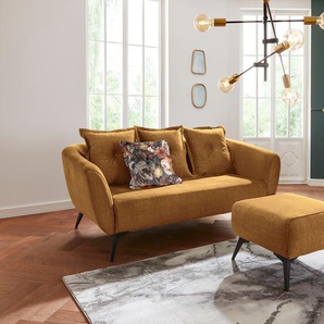 2,5-Sitzer LEONIQUE Baggio Sofas Gr. B/H/T: 196 cm x 80 cm x 103 cm, Veloursstoff, gelb 2-Sitzer-Sofa 2-Sitzer Sofas Zierkissen inklusive
