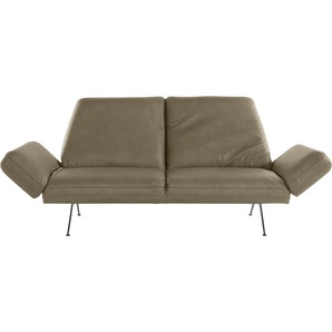 2,5-Sitzer PLACES OF STYLE Caiden Sofas Gr. B/H/T: 252 cm x 95 cm x 95 cm, Lu x us-Microfaser Lederoptik, grün (khaki) 2-Sitzer Sofas