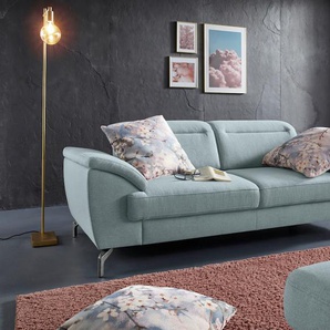 2,5-Sitzer SIT&MORE Percy Sofas Gr. B/H/T: 207 cm x 80 cm x 112 cm, Feinstruktur, mit satiniertem Nickelfuß, blau (aqua) 2-Sitzer Sofas