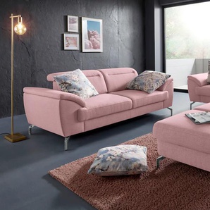 2,5-Sitzer SIT&MORE Percy Sofas Gr. B/H/T: 207 cm x 80 cm x 112 cm, Feinstruktur, mit satiniertem Nickelfuß, rosa (altrosa) 2-Sitzer Sofas