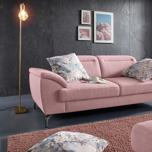 2,5-Sitzer SIT&MORE Percy Sofas Gr. B/T: 207 cm x 112 cm, Feinstruktur, mit Kopfteilverstellung-mit schwarzem Nickelfuß, rosa (altrosa) 2-Sitzer Sofas